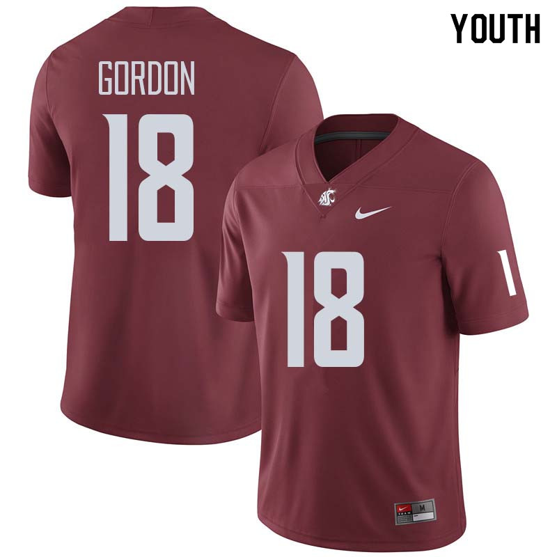 Youth #18 Anthony Gordon Washington State Cougars College Football Jerseys Sale-Crimson - Click Image to Close